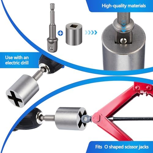 3 Pcs Scissor Jack Adapters Tool Heavy-Duty Universal Jack Socket Adapter - Image 4