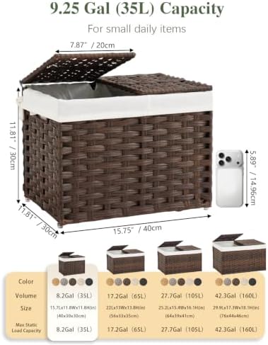 SETVSON Storage Basket with Lid, 2-Lid PE Rattan Storage Bin - Image 2