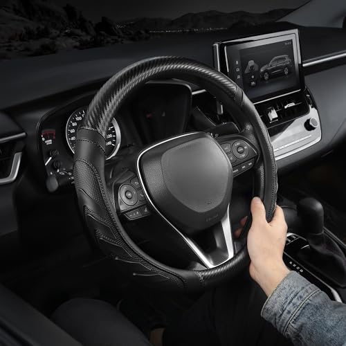 West Llama Carbon Fiber Leather Steering Wheel Cover - Image 4