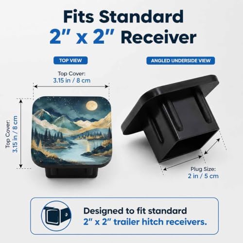 Trailer Hitch Covers Starry Night Mountain Heavy Duty 2 Inch Hitch Cover - Image 2