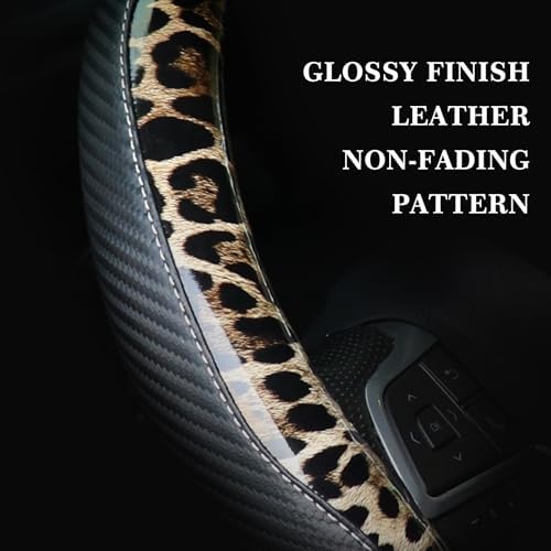 KAFEEK Khaki Leopard Print Steering Wheel Cover - Image 4
