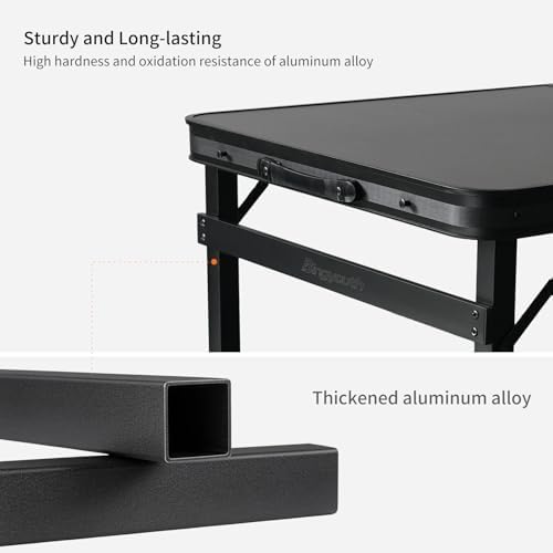 Folding Camping Table 4Ft X 2Ft, Aluminum Portable Adjustable Table W Hole - Image 5
