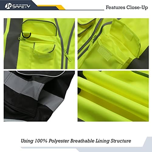 JKSafety Safety Vest for Men Women Reflective Hi Vis JK150 YBlack XXL - Image 2