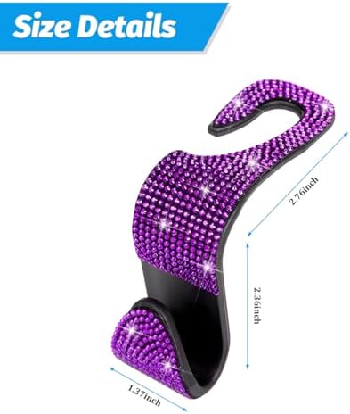 Zpana 4PCS Bling Car Seat Headrest Hooks, Vehicle Back Seat Purse Handbag - Image 2