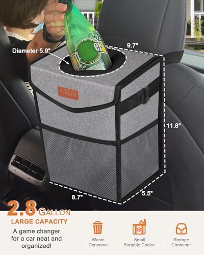 Pritent Car Trash Can with Lid Leakproof Car Garbage Bag Vehicle Trash Bin - Image 2