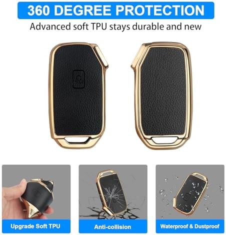 QBUC for KIA Key Fob Cover, Upper Leather + Soft TPU Key Case Shell - Image 5