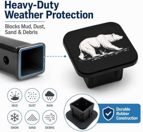2" Hitch Cover White Bear Rubber Towing Hitch Covers Hitch Protector - Image 6