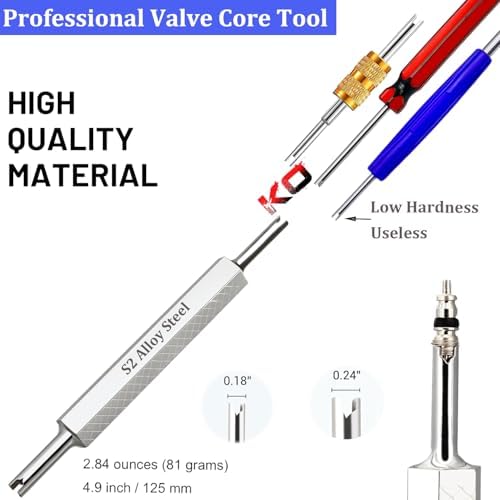 Tire Valve Stem Removal Tool Kit, R134A R12 A/C Schrader Valve Stem Core - Image 2