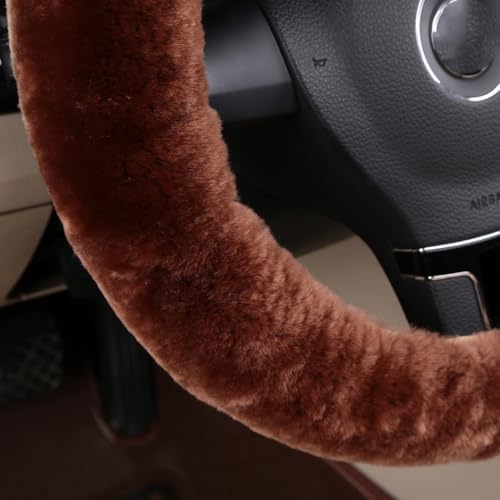 Soft Fluffy Sheepskin Car Steering Wheel Cover - Image 2
