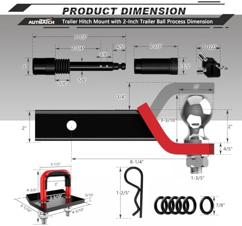 AUTMATCH Trailer Hitch Ball Mount - Image 3