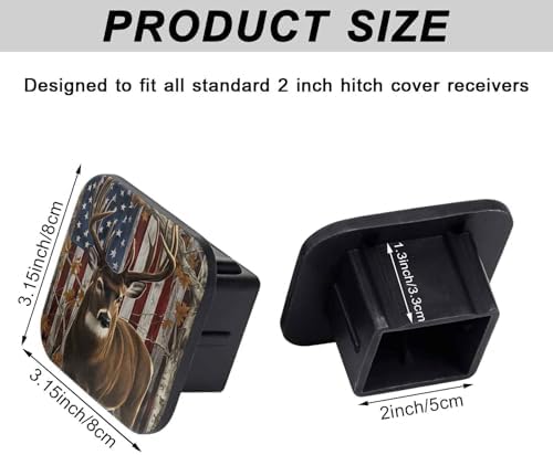 2 Inch Deer USA Flag Trailer Hitch Cover Rubber Receiver Tube Plug Cap - Image 2