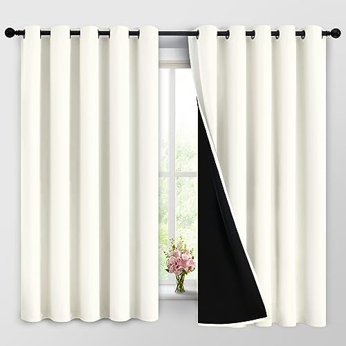 Yakamok Cream 100% Blackout Curtains 63 Inches Long by Yakamok