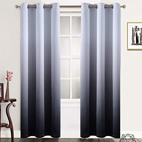 SimpleHome Ombre Gradient Black White to Gray Curtains by SimpleHome