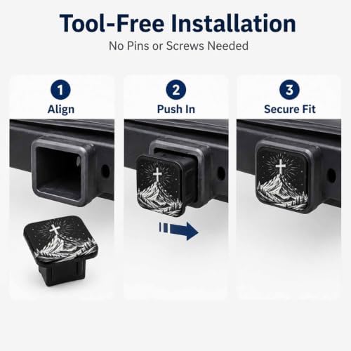 Hitch Cover Receiver Tube Hitch Plug Christian Cross, Tool-Free Install Tow - Image 7