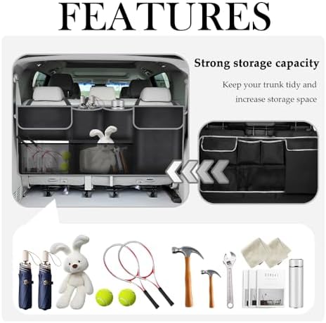 IHOTDER Large Capacity Car Trunk Organizer, Six Pockets Trunk Storage Organizer - Image 4