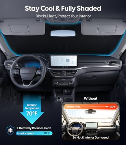 Wigoo for Ford Escape Windshield Sunshade, Custom Fit, Keeps Interior Cool - Image 2