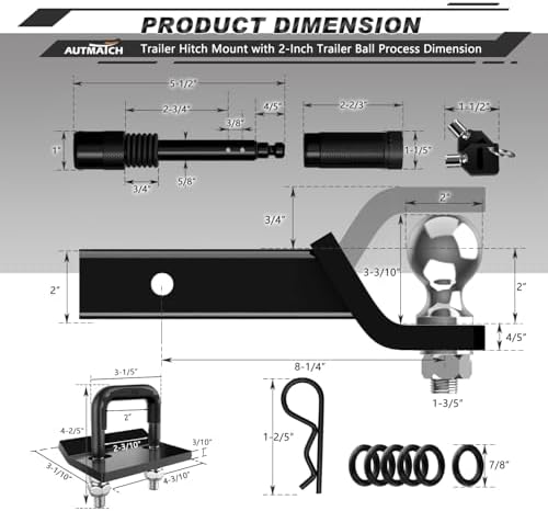 AUTMATCH Trailer Hitch Ball Mount - Image 3