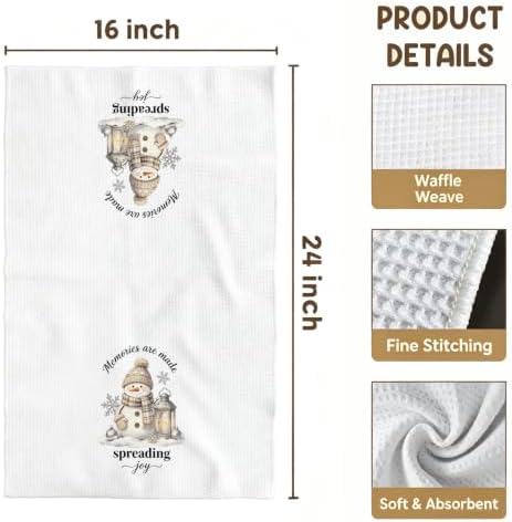 Cozy Holiday Kitchen Towel, Winter Snowman Dish Towel - Image 4