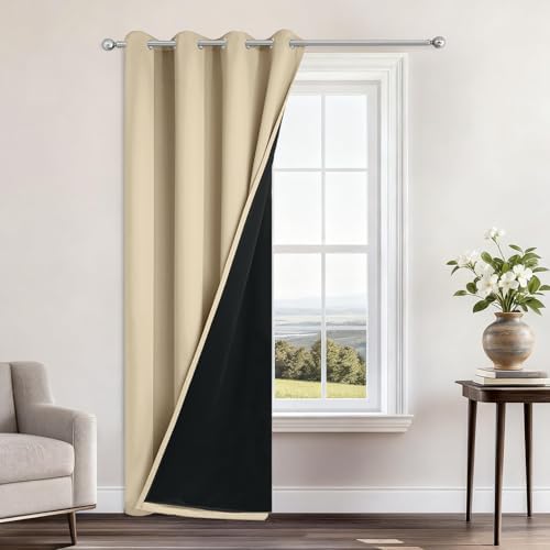Yakamok Beige Blackout Curtains 96 Inches Long by Yakamok