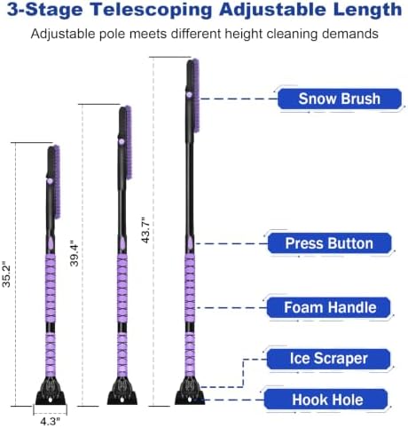 44 Inch Snow Brush with Ice Scraper - Image 3