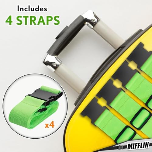 Luggage Straps - Neon Green, 2 Inches Wide, 4 Pack - Adjustable Nylon Belt - Image 5