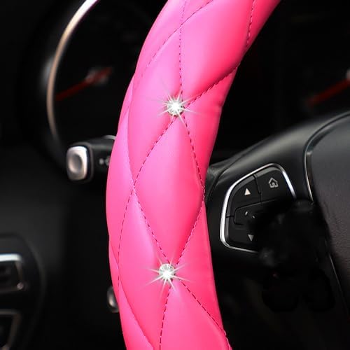 YOGURTCK Cute Diamond Soft Leather Anti-Slip Steering Wheel Cover - Image 4