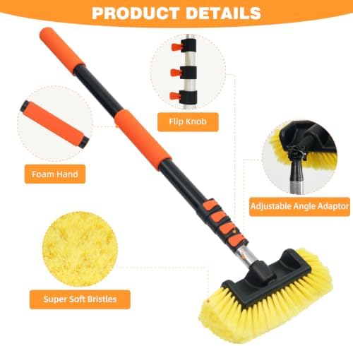 12FT Car Wash Brush with Long Handle Telescoping Extension Pole Angle Adapter - Image 6