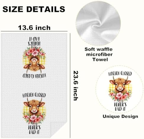 Lovdazzles 4 Pcs Funny Cow Kitchen Towels Decorative Tea Towel - Image 2