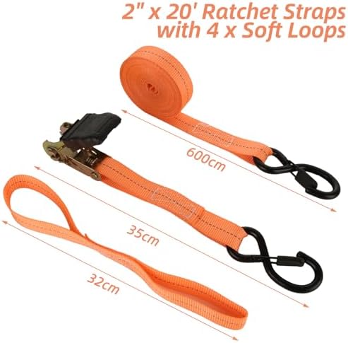 4Pack 20 ft Ratchet Straps, 1700 Lb Break Strength - Image 2