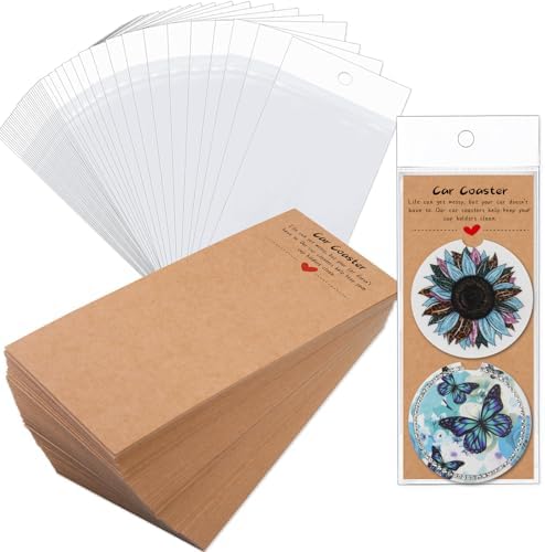100PCS Car Coasters Packaging for Selling, Sublimation Blanks Car Coaster by Potanro
