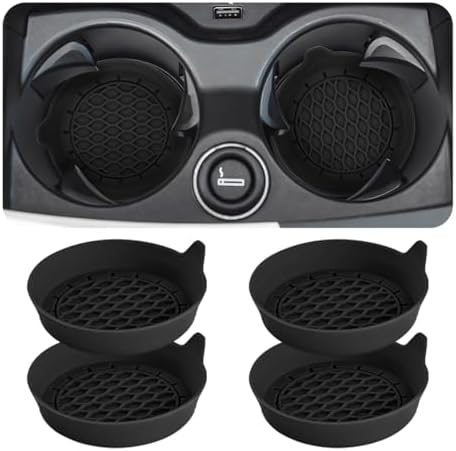 Zpana 4PCS 3.15 Inch Car Cup Holder Coasters Silicone Non-Slip Black by Zpana