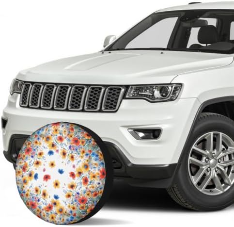 Blue Yellow Red Floral Spare Tire Covers Summer Colorful Flowers Waterproof - Image 3