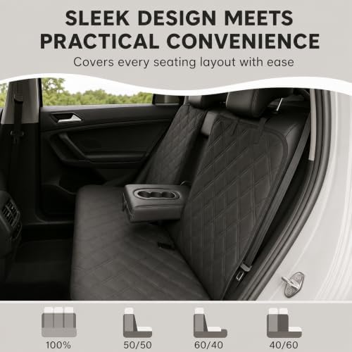 Back Seat Cover for Dogs, 600D Waterproof Split Bench Car Seat Protector - Image 6