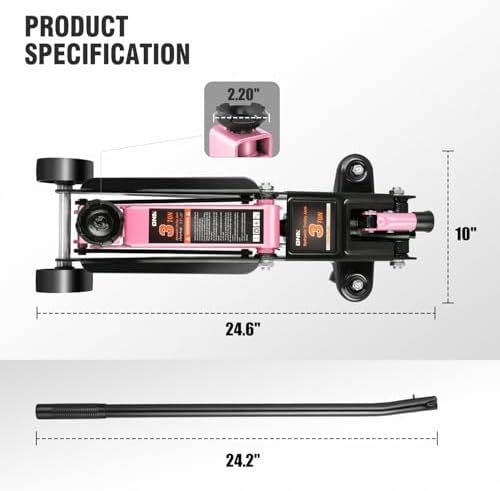 DNA Motoring 3 Ton Low Profile Floor Jack, 3 tons Capacity Fast Lift Hydraulic - Image 3