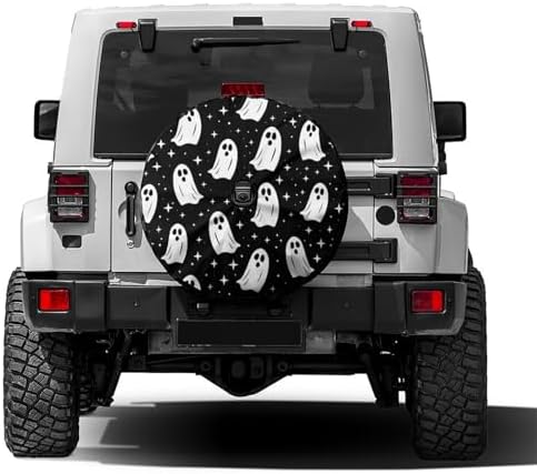 White Ghost Pattern Spare Tire Cover by Foruidea