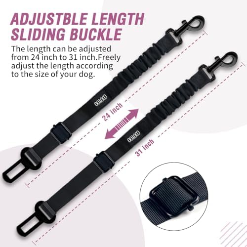 COOYOO Dog Seat Belt, 3 Piece Set Retractable Dog Car Adjustable Seatbelts - Image 5