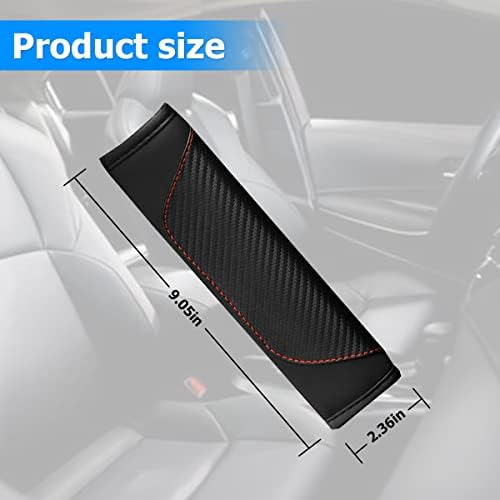 AUCELI 2PCS Carbon Fiber Car Seat Belt Cover, Breathable Leather - Image 2