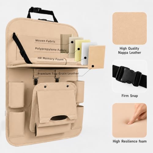 Backseat Car Organizer with Tray, 1 Pack Leather Seat Storage - Image 6