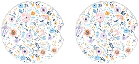 Pink Flowers Car Coasters for Drinks Absorbent, 2 Pack Cup Holders, 2.56" - Image 3
