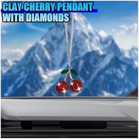 Bling Cherry Car Rear View Mirror Charm - Image 4