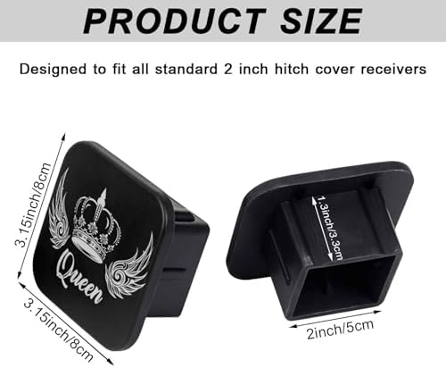 2 Inch Queen Crown Trailer Hitch Cover Rubber Receiver Tube Plug Cap, Tow Hitch - Image 2