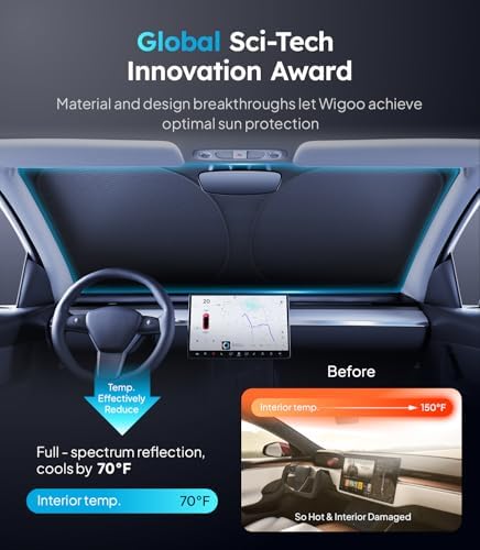Wigoo for Tesla Model Y/YL 2020-2026 Windshield Sunshade, Keeps Cool - Image 2