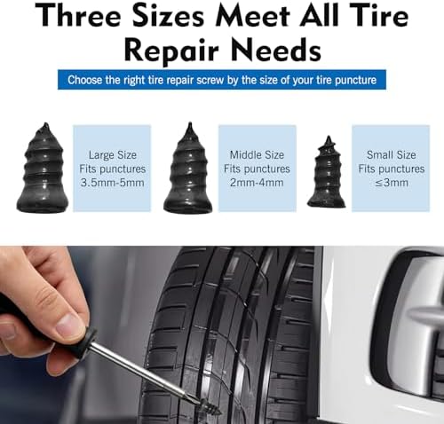 101 PCS Tire Repair Rubber Nail, 3 Size Vacuum Tire Repair Kits Spiral Rubber - Image 5