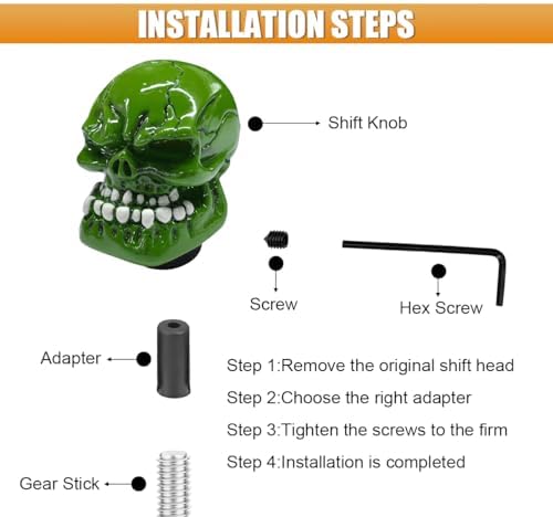 Skull Car Gear Shift Knob, Resin Shifter Lever Handle - Image 5
