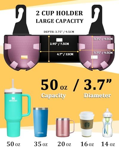Car Headrest Backseat Cup Holder 3.7", Seat Back Organizer - Image 3