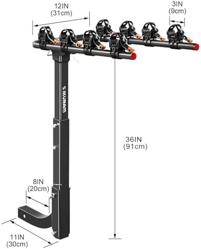 IKURAM R 4 Bike Rack Bicycle Carrier Racks Hitch Mount Double Foldable Rack - Image 2
