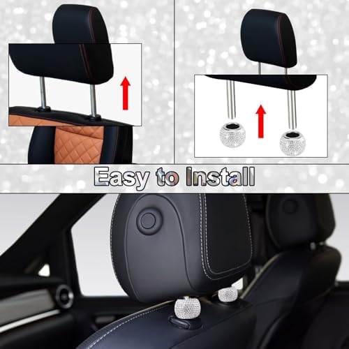 BFXM 4 Pcs Car Headrest Collars, Bling Head Rest Collars Rings Decoration - Image 5