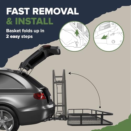 ARKSEN Folding Hitch Cargo Carrier w/Bag, Stabilizer - Image 3