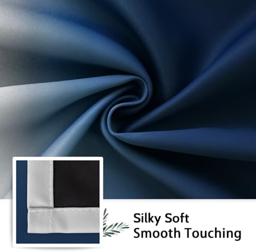 SimpleHome 100% Blackout Ombre Bedroom Curtains Blue and Greyish White - Image 7