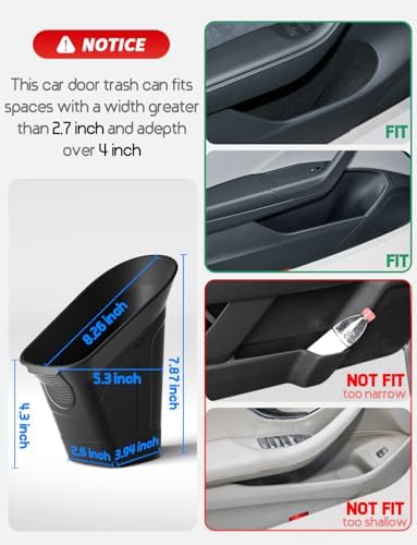 BMZX Car Trash Can Trash Bin, Mini Garbage Can Car Door TrashCan, Car - Image 4